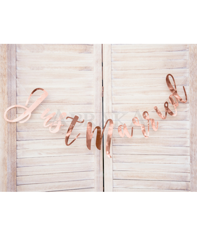 Banner JUST MARRIED 20 x 77 cm ROSE GOLD