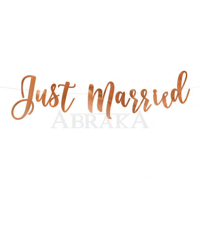 Banner JUST MARRIED 20 x 77 cm ROSE GOLD