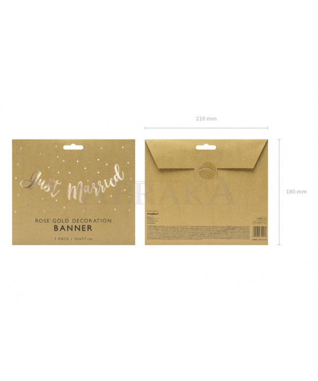 Banner JUST MARRIED 20 x 77 cm ROSE GOLD