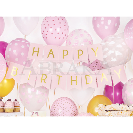 Banner HAPPY BIRTHDAY 15 x 175 cm RUŽOVÝ