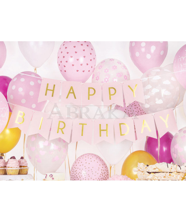 Banner HAPPY BIRTHDAY 15 x 175 cm RUŽOVÝ