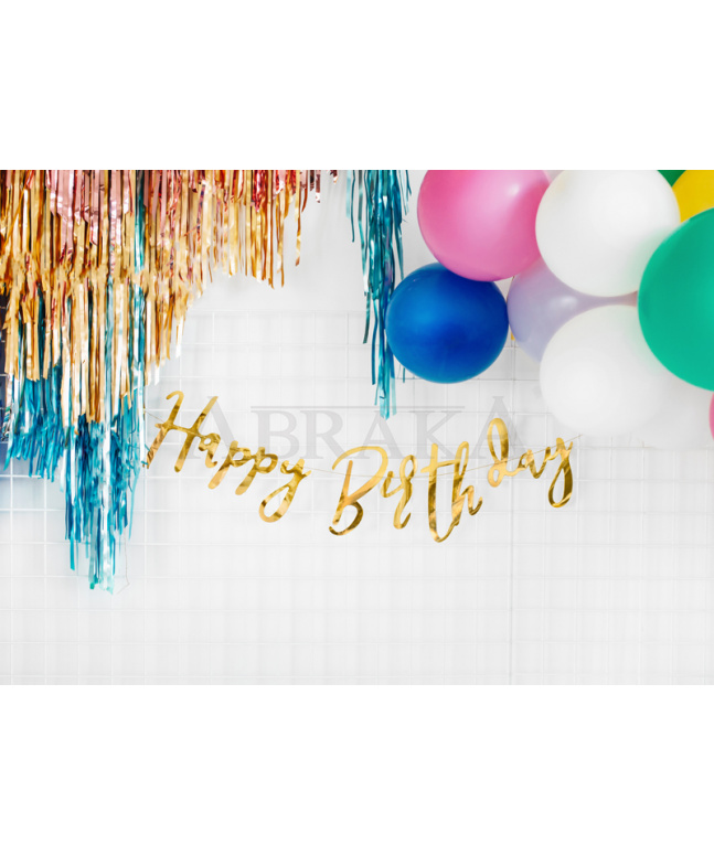 Banner HAPPY BIRTHDAY 16,5 x 62 cm ZLATÝ
