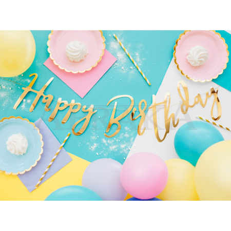 Banner HAPPY BIRTHDAY 16,5 x 62 cm ZLATÝ
