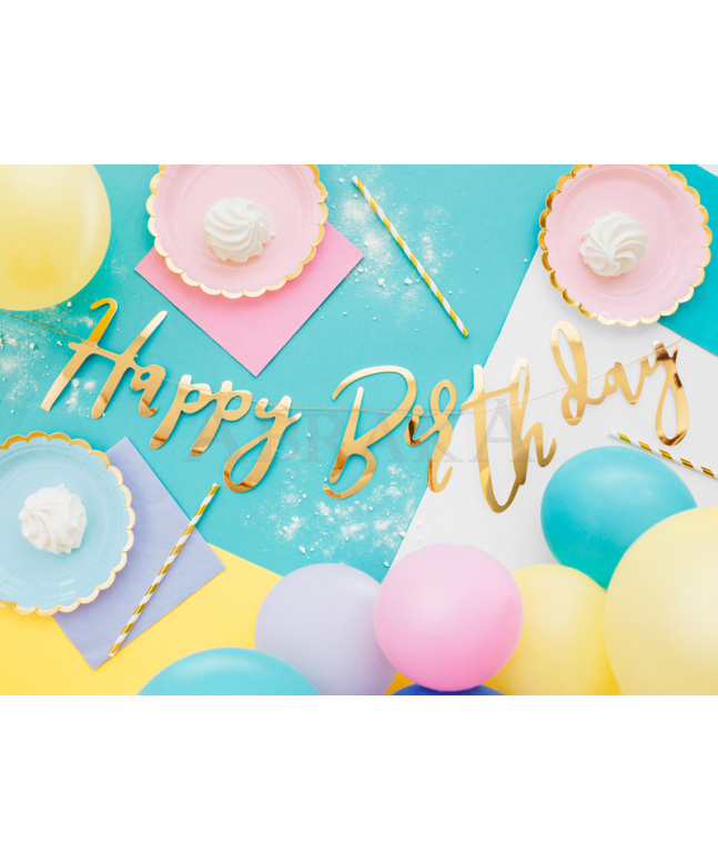 Banner HAPPY BIRTHDAY 16,5 x 62 cm ZLATÝ