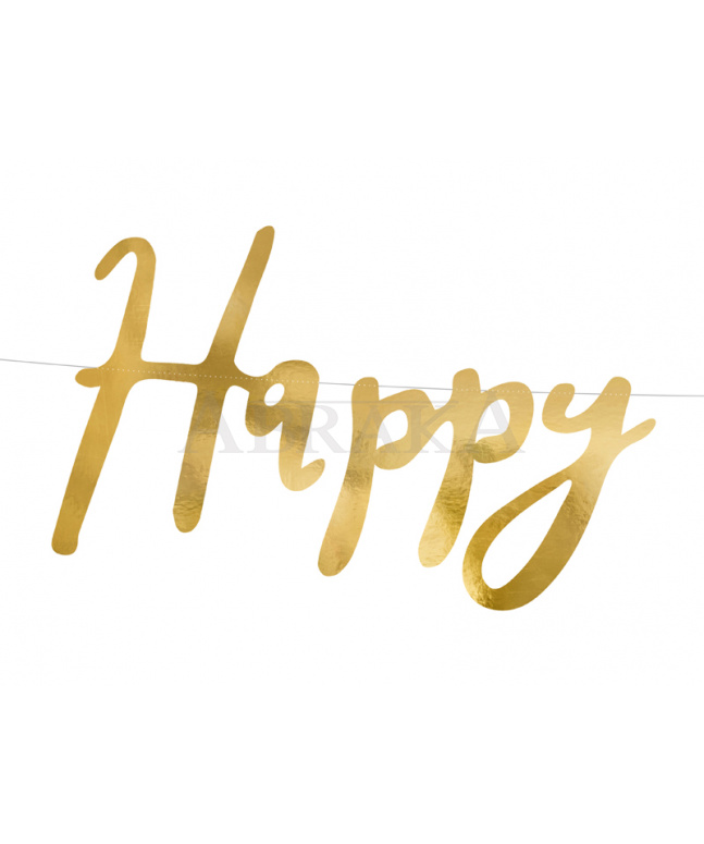 Banner HAPPY BIRTHDAY 16,5 x 62 cm ZLATÝ