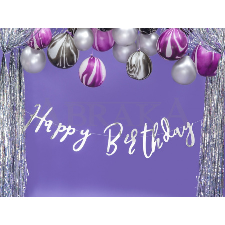 Banner HAPPY BIRTHDAY 16,5 x 62 cm STRIEBORNÝ
