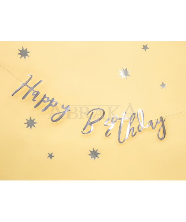 Banner HAPPY BIRTHDAY 16,5 x 62 cm STRIEBORNÝ