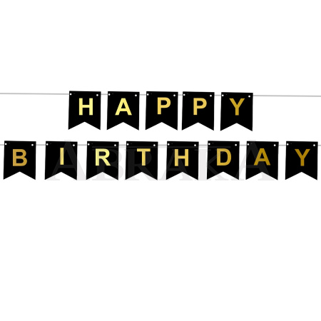Banner HAPPY BIRTHDAY ČIERNO-ZLATÝ