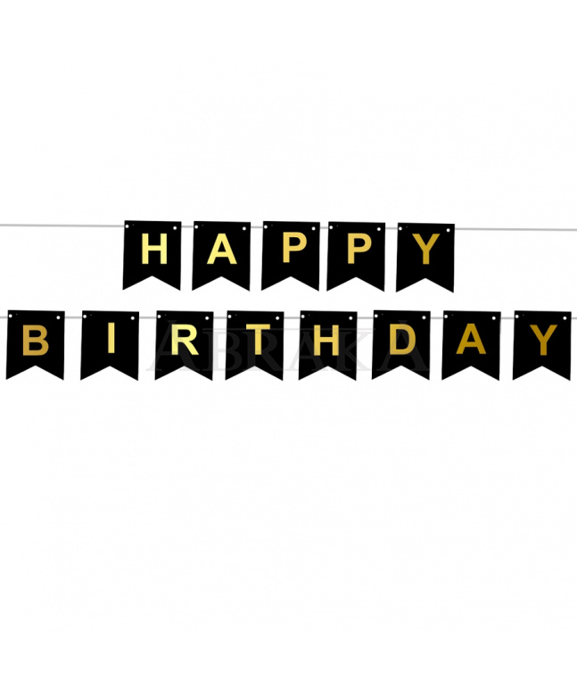 Banner HAPPY BIRTHDAY ČIERNO-ZLATÝ