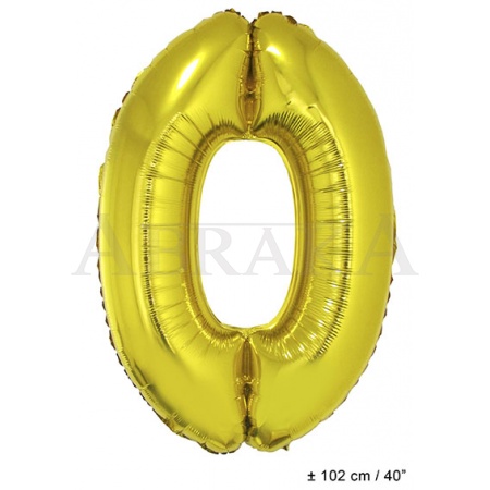 Zlatý fóliový balón číslo 0 - 102 cm
