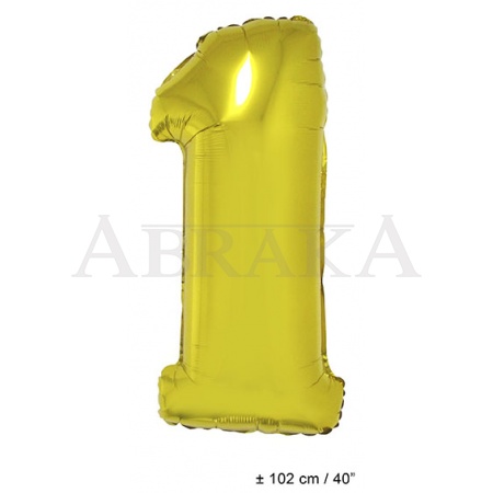 Zlatý fóliový balón číslo 1 - 102 cm