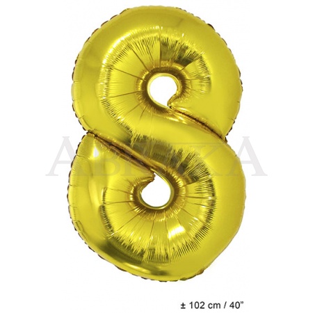 Zlatý fóliový balón číslo 8 - 102 cm