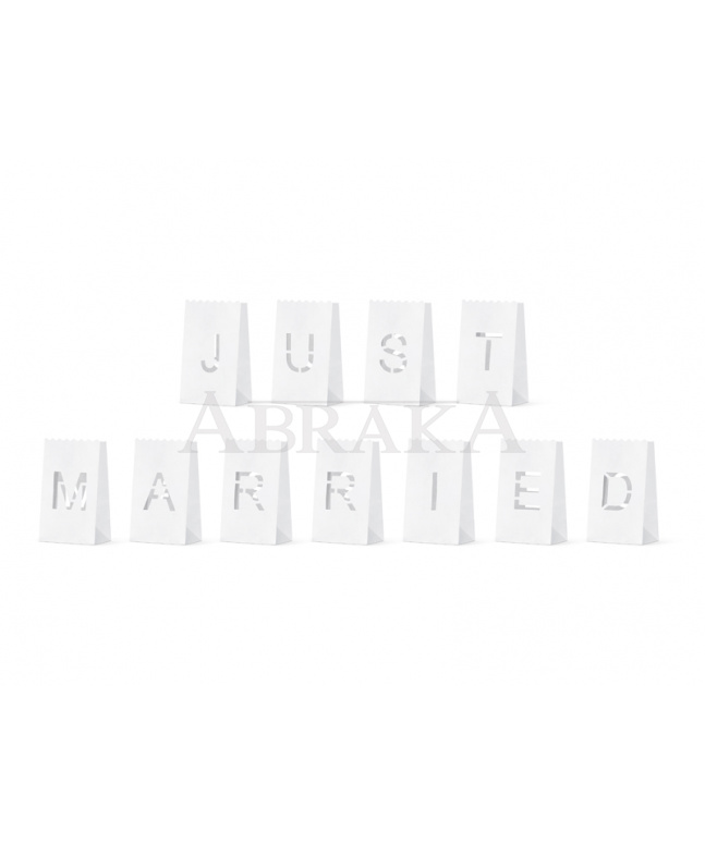 Papierové lámpióny JUST MARRIED 11 ks