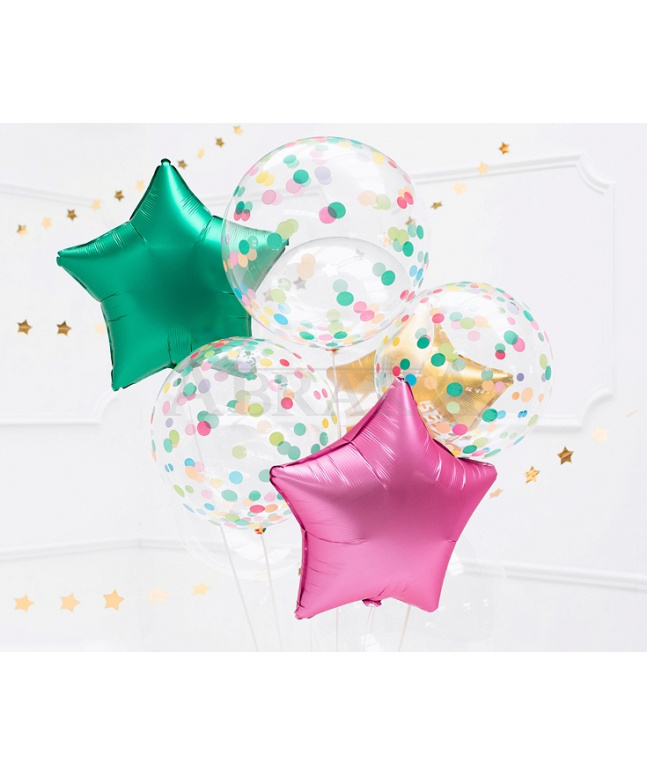 Balón CRYSTAL CLEAR s farebnými bodkami 40 cm