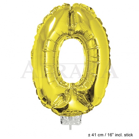 Zlatý fóliový balón číslo 0 - 40 cm