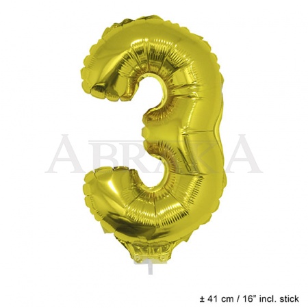 Zlatý fóliový balón číslo 3 - 40 cm
