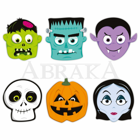 Papierové masky Halloween Monsters 24x23cm 6ks/bl