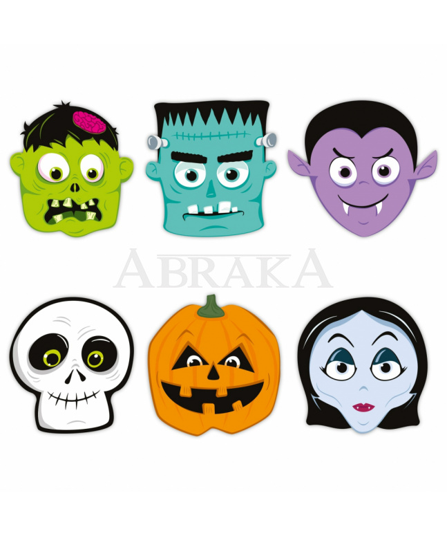 Papierové masky Halloween Monsters 24x23cm 6ks/bl