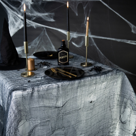 Halloweensky obrus s pavučinou 76 x 300 cm - dekoračná tkanina