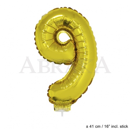 Zlatý fóliový balón číslo 9 - 40 cm