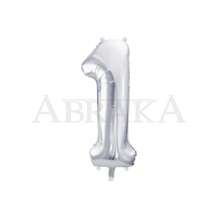   Strieborný fóliový balón číslo 1 - 86 cm