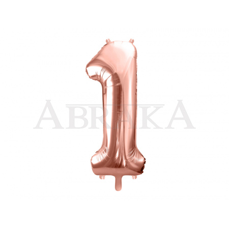 Rose gold fóliový balón číslo 1 - 86 cm