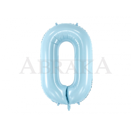 Modrý pastel fóliový balón číslo 0 - 86 cm