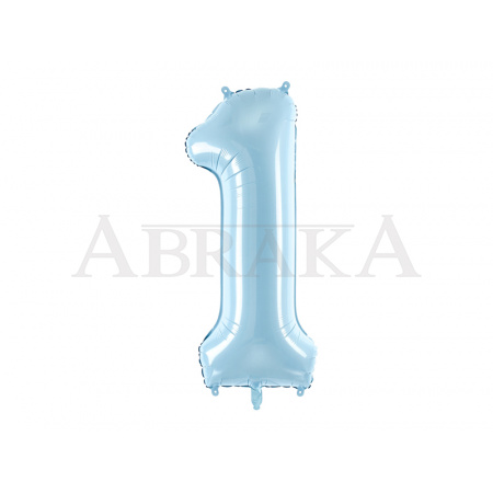  Modrý pastel fóliový balón číslo 1 - 86 cm