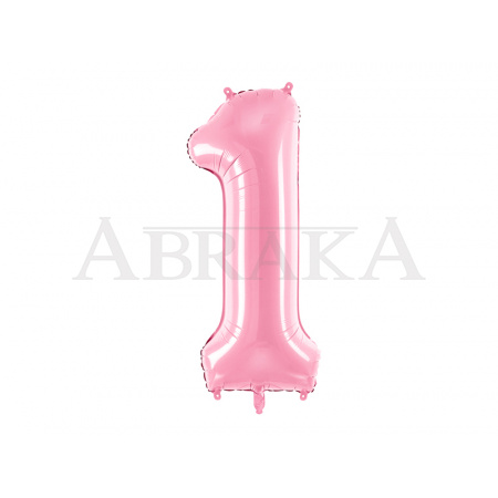  Ružový pastel fóliový balón číslo 1 - 86 cm