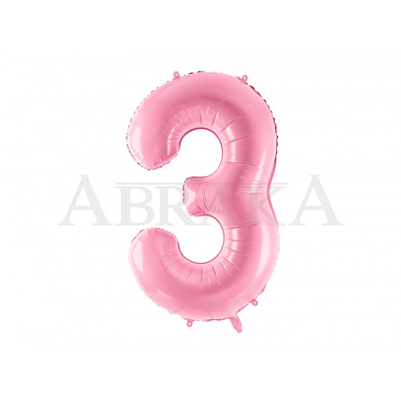Ružový pastel fóliový balón číslo 3 - 86 cm