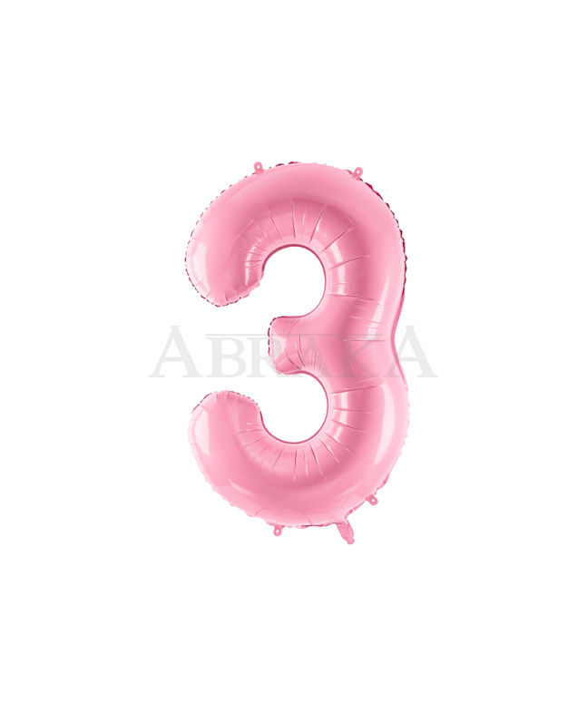 Ružový pastel fóliový balón číslo 3 - 86 cm