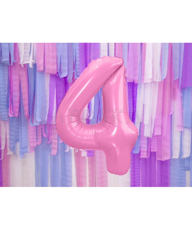 Ružový pastel fóliový balón číslo 4 - 86 cm