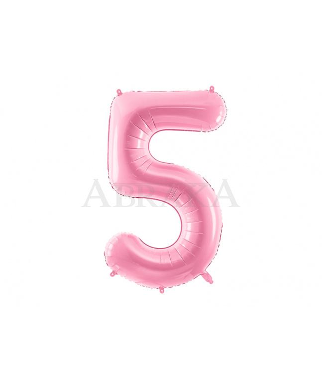 Ružový pastel fóliový balón číslo 5- 86 cm