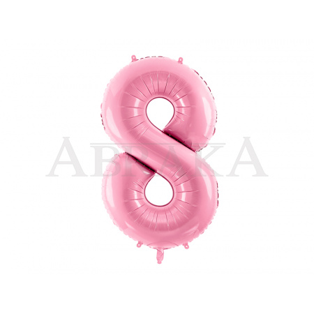 Ružový pastel fóliový balón číslo 8 - 86 cm