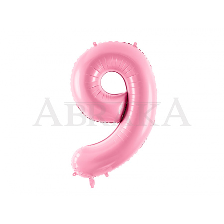 Ružový pastel fóliový balón číslo 9 - 86 cm