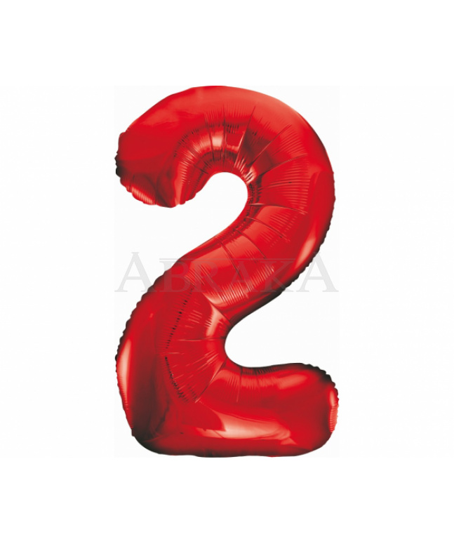 Červený fóliový balón číslo 2 - 85 cm
