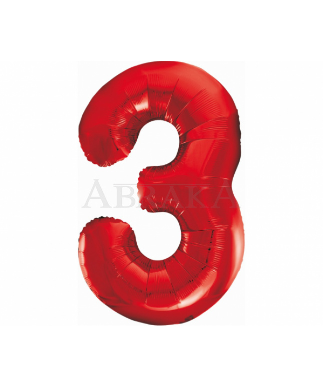 Červený fóliový balón číslo 3 - 85 cm