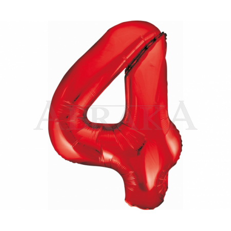 Červený fóliový balón číslo 4 - 85 cm