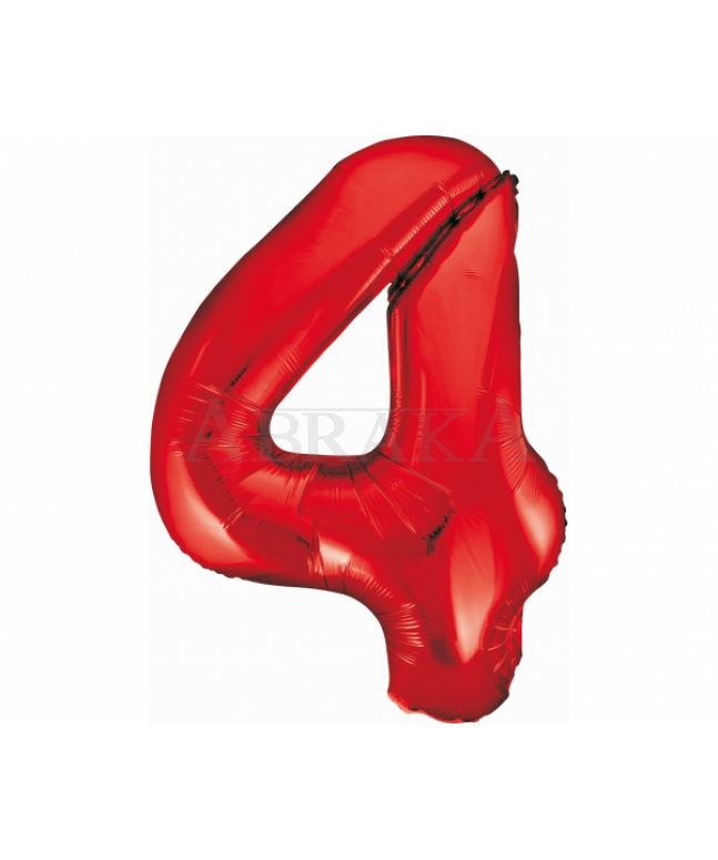Červený fóliový balón číslo 4 - 85 cm