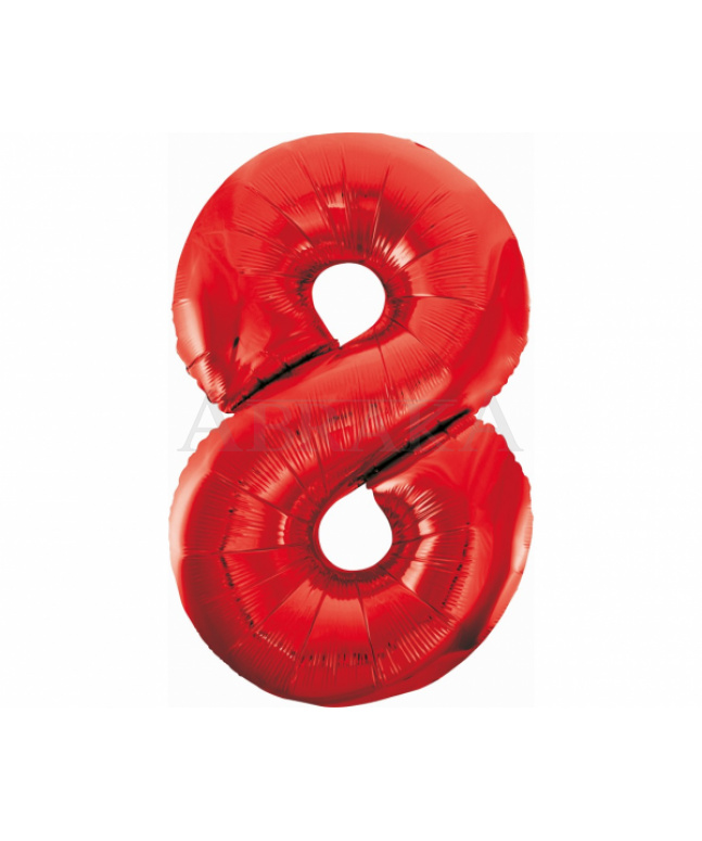 Červený fóliový balón číslo 8 - 85 cm