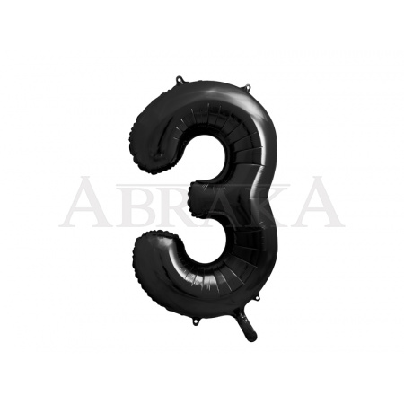 Čierny fóliový balón číslo 3 - 85 cm