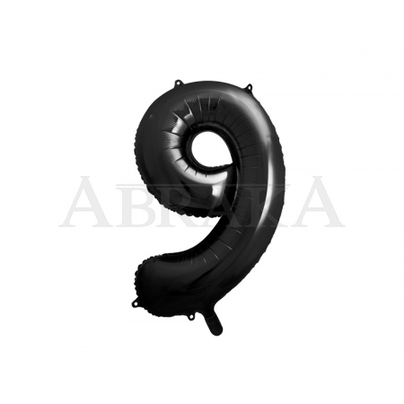 Čierny fóliový balón číslo 9 - 85 cm