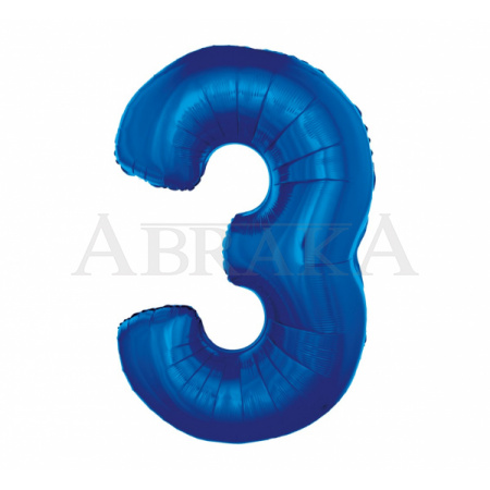 Modrý fóliový balón číslo 3 - 85 cm