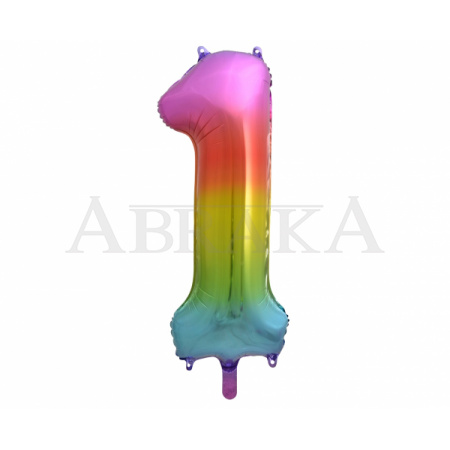  Dúhový fóliový balón číslo 1 - 85 cm