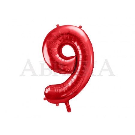 Červený fóliový balón číslo 9 - 85 cm