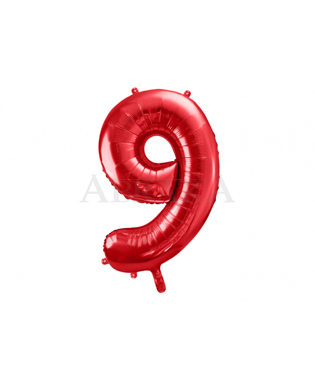 Červený fóliový balón číslo 9 - 85 cm