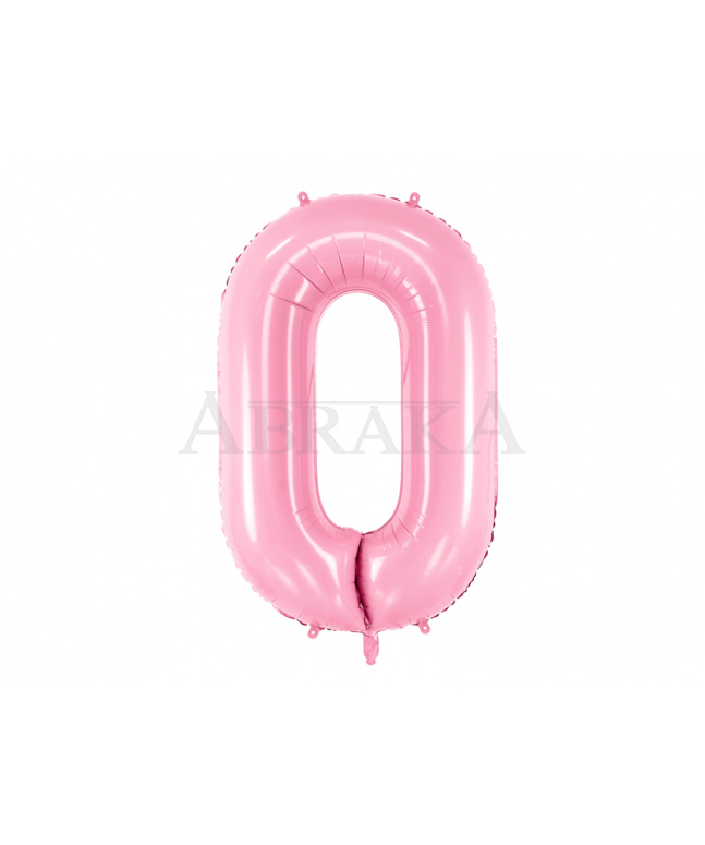 Ružový pastel fóliový balón číslo 0 - 86 cm