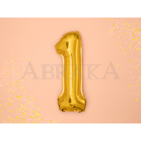 Zlatý fóliový balón číslo 1 - 35 cm