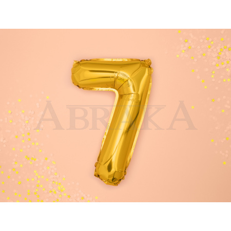 Zlatý fóliový balón číslo 7 - 35 cm