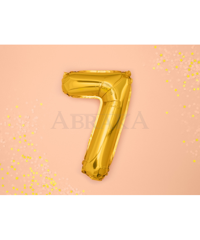 Zlatý fóliový balón číslo 7 - 35 cm